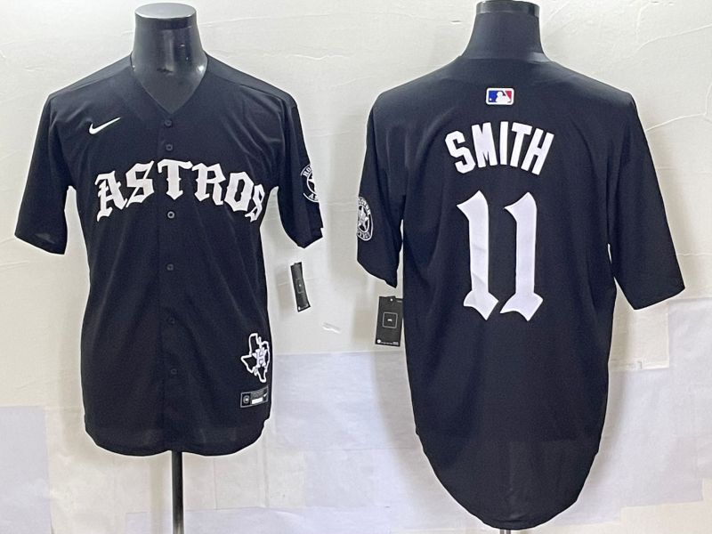 Men 2025 Houston Astros 11 Smith Black Seven generations Joint Name Nike MLB Jersey style 7041